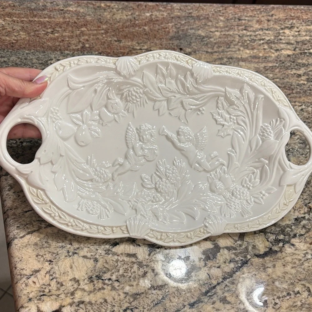 Lenox vintage butler’s Pantry cherub angels White oval serving Tray platter